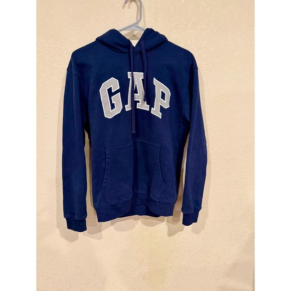 Gap VintageSoft Arch Logo Hoodie Men's S Tapestry Navy Blue Fleece Pullover - Picture 2 of 10